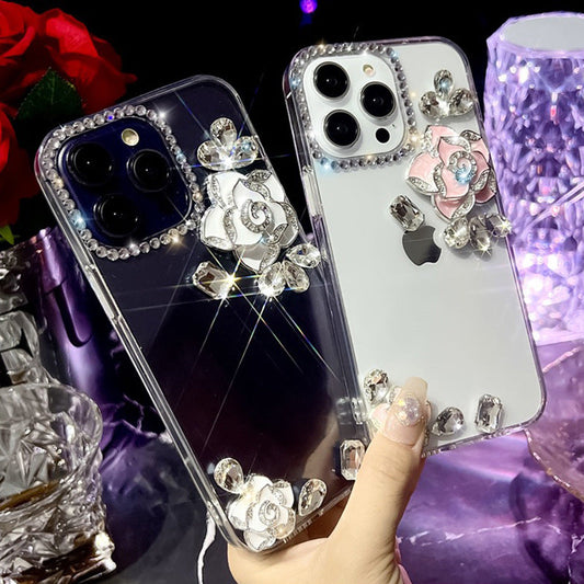 Apple ins transparent rose three-dimensional mobile phone case