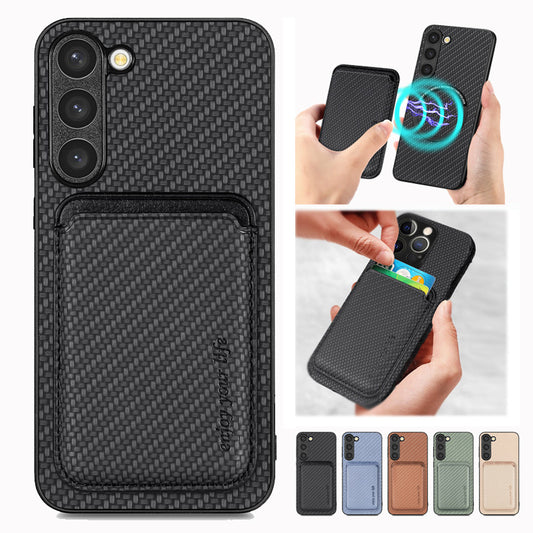 Magnetic Card Fiber Phone Case For Samsung