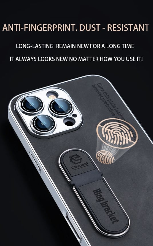 Plain leather ring holder mobile phone case suitable for Apple series