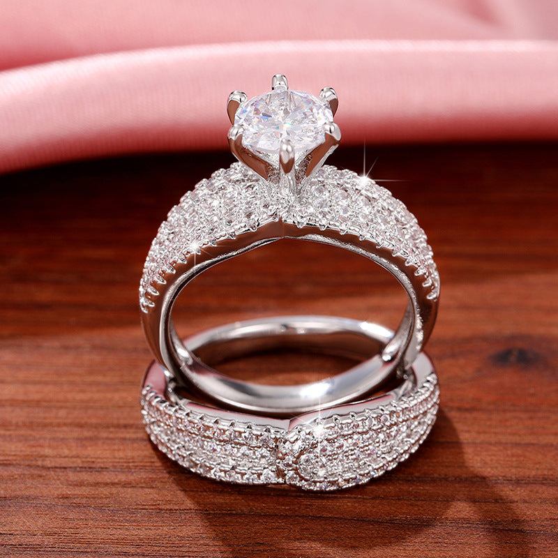 Sparkling Diamond Engagement Ring Set