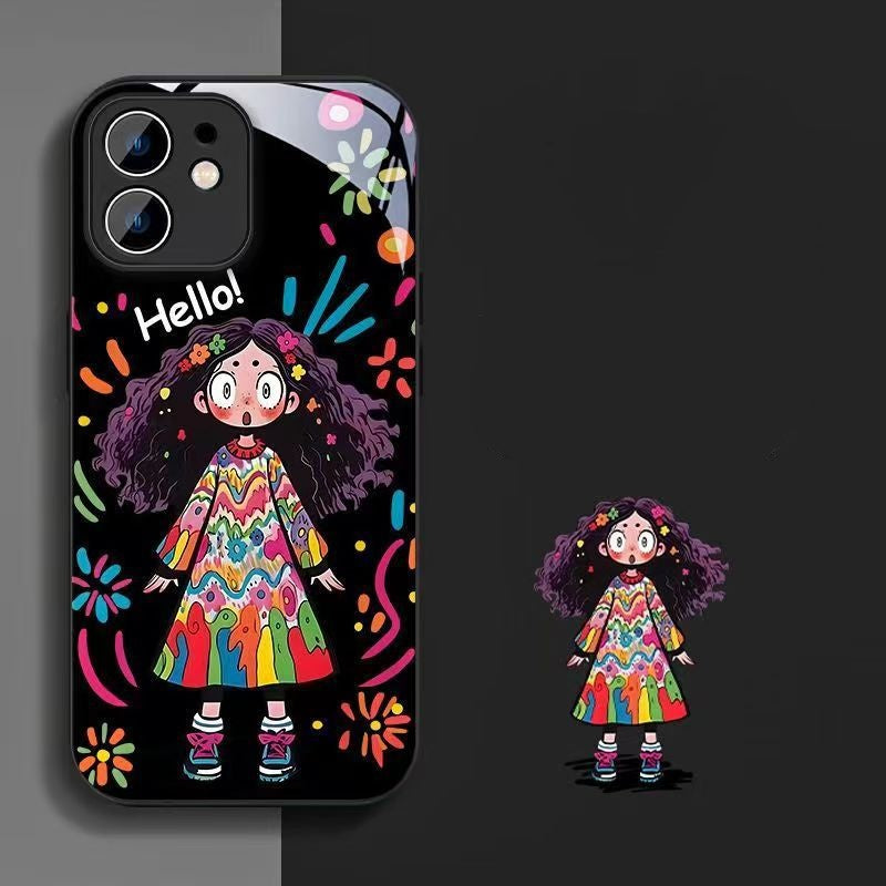 Creative Graffiti Cute Girly Glass iPhone Case