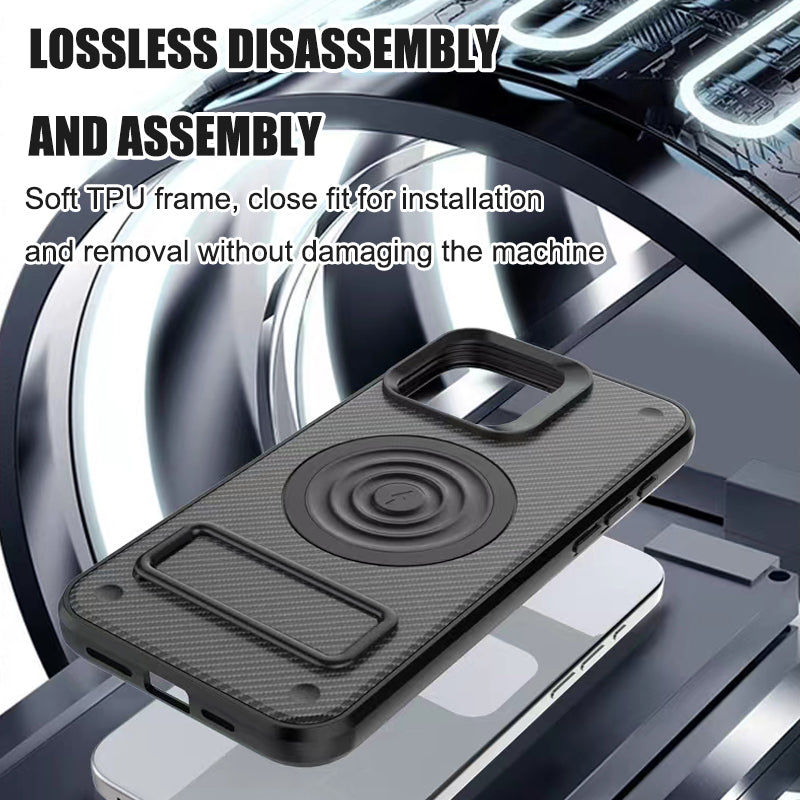 Suitable For Apple Iphone15 Mobile Phone Case Carbon Fiber Invisible Bracket Protective Cover