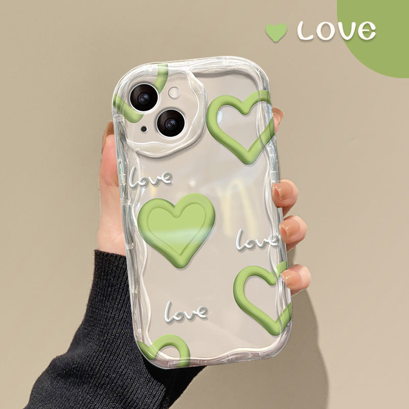 Transparent Green Heart Cream Pattern Mobile Phone Case