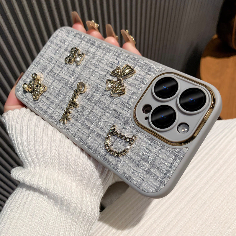 Metal three-dimensional bear velvet iPhone case