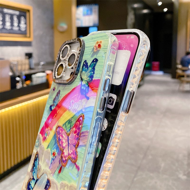 Rainbow butterfly phone case for iPhone 16/15/14/13/12/11
