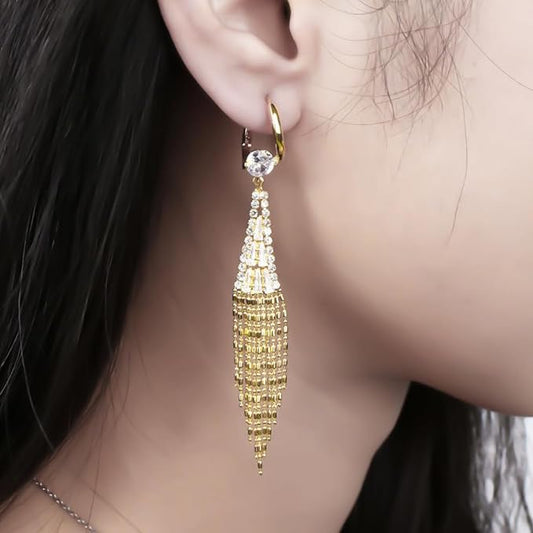 Gold Diamond Tassel Earrings