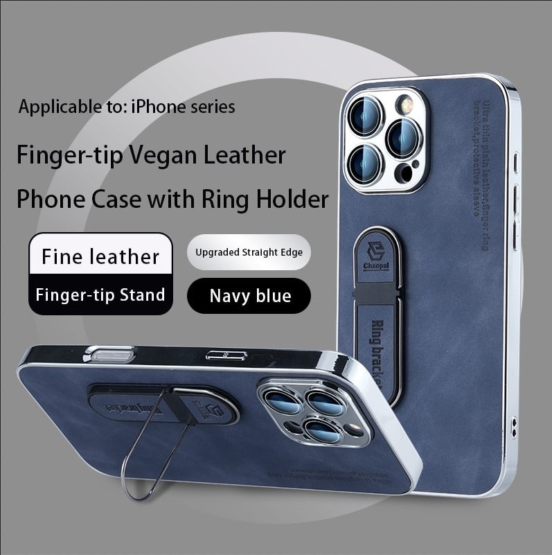 Plain leather ring holder mobile phone case suitable for Apple series