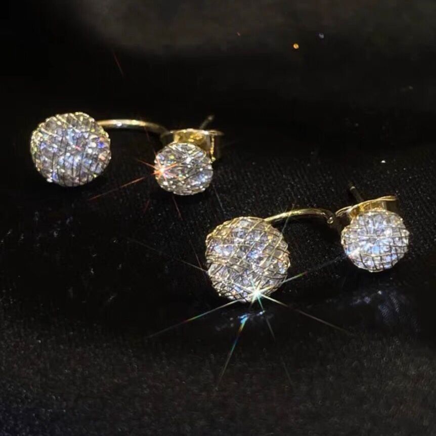 【BUY 1 FREE 1】Grid Two Zircon Stud Earrings