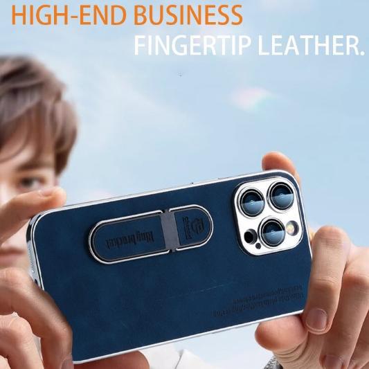 Plain leather ring holder mobile phone case suitable for Apple series