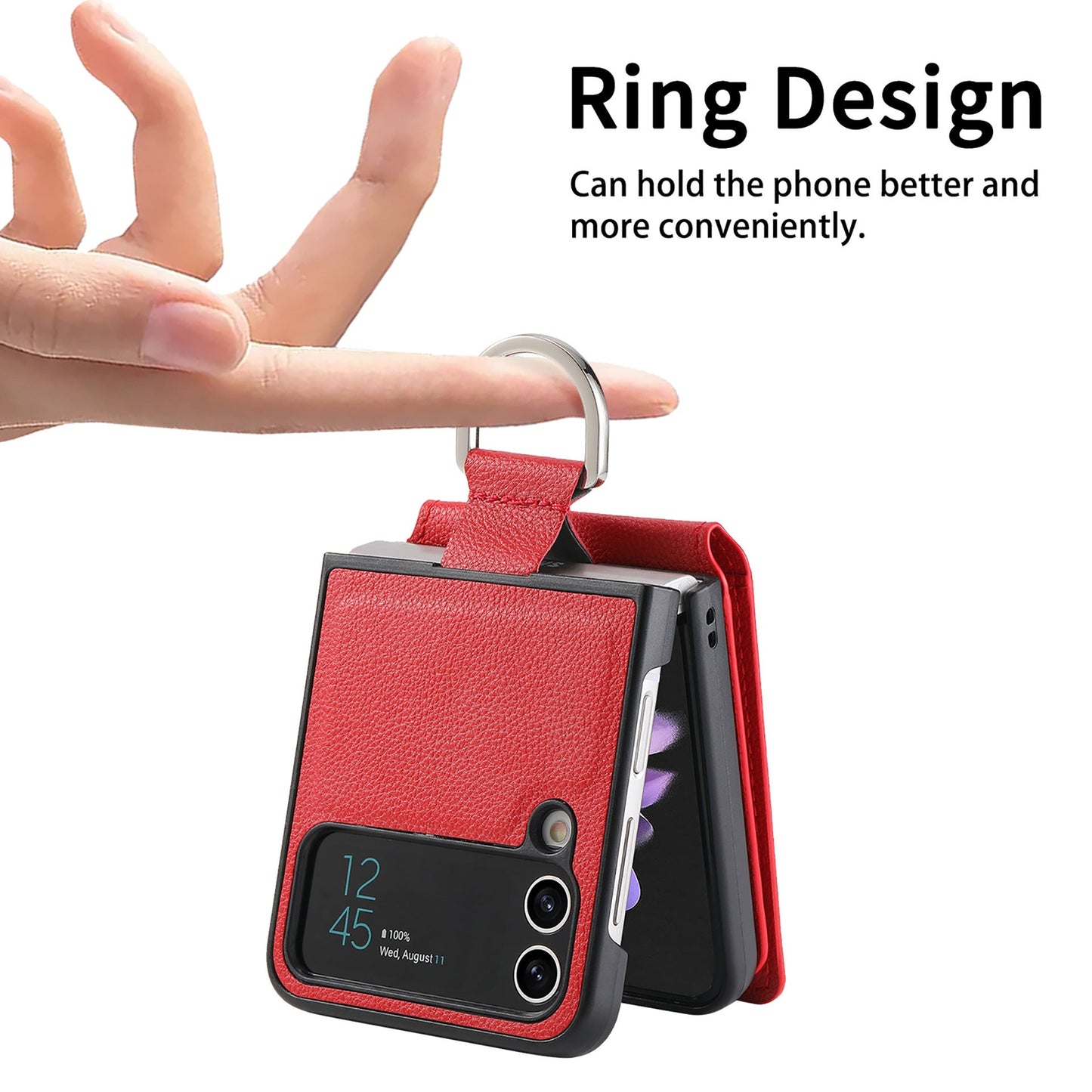 Folding Screen Ring Wallet Case Card Holder Case For Samsung Z Flip3/4/5