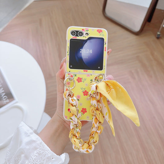 Korean style floral scarf Samsung Z Flip phone case