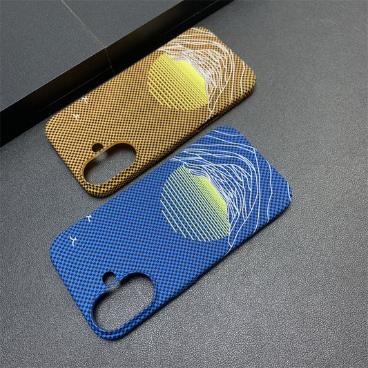 Sea Moon Carbon Fiber Pattern Apple Phone Case