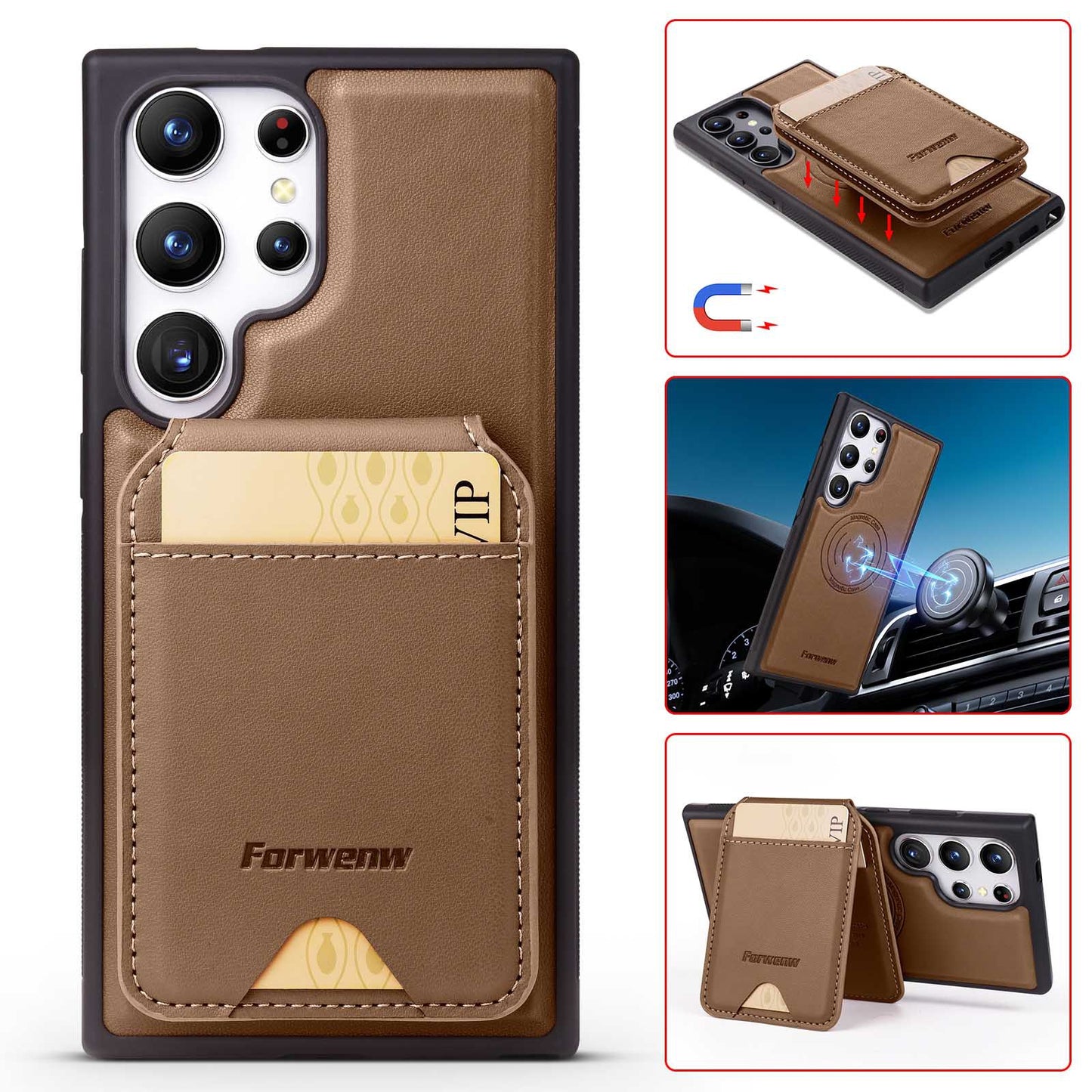 Business Card Holder Car Magnetic Phone Case For Samsung