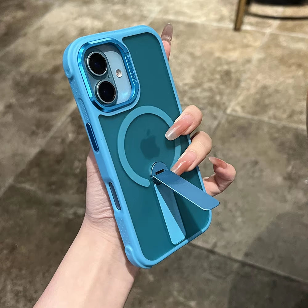 Luxury Magsafe Magnetic Holder Silicone Frame Case For iPhone
