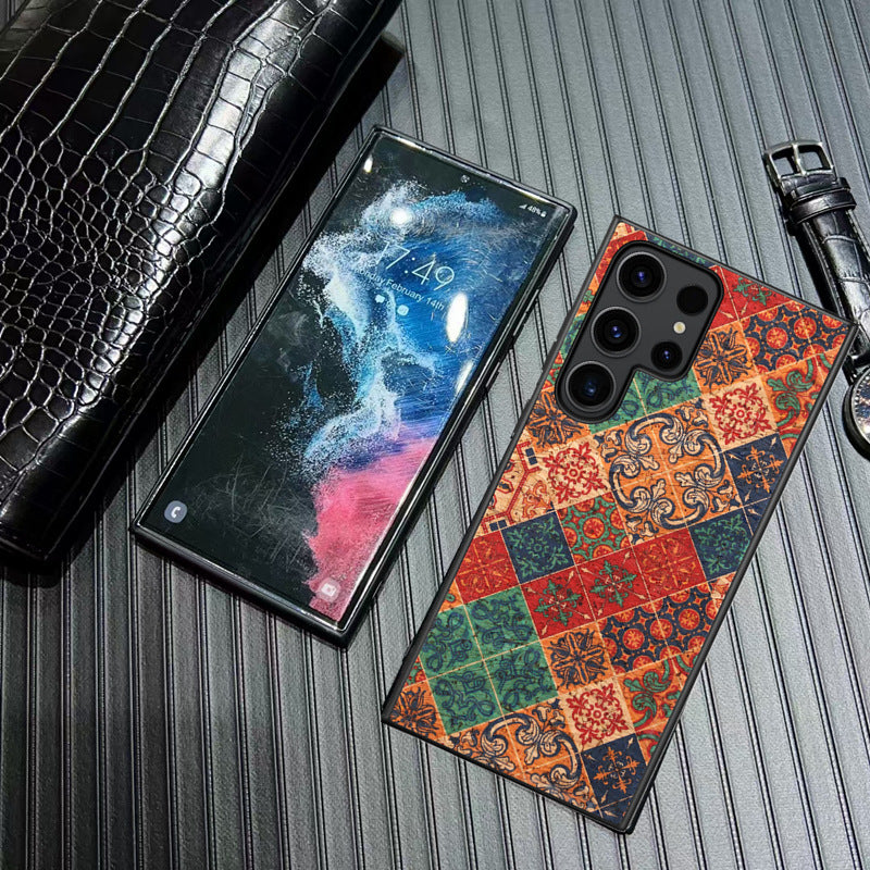 Retro Ethnic Style Floral Leather Phone Case For Samsung