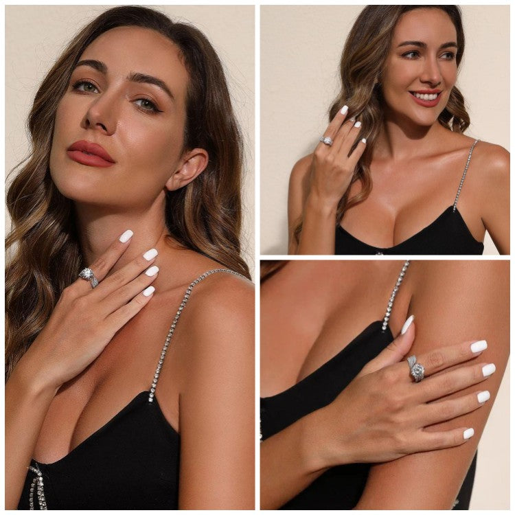 Adjustable 5-Carat Super Flash Moissanite Ring - Free gift box.