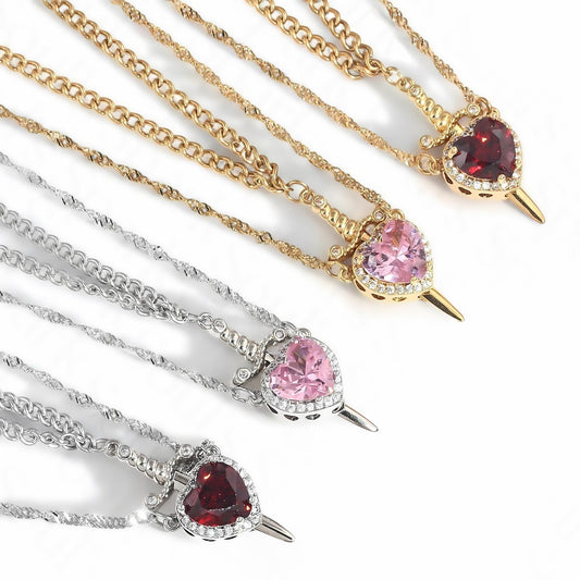 🌹Valentine's Day sale💝Heart and Sword Pendant Necklace - Couple Necklaces