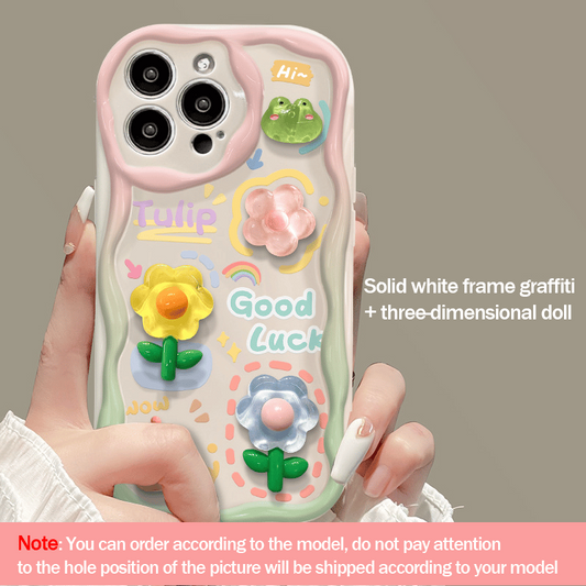 Cute Phone Case for iPhone Series Teens Case with Cute Clear 3D Flower Floral and Flower Chain Lanyard Wrist Strap Clear Phone Case for Girls Womens