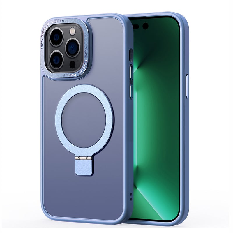 Designed for iPhone Case with 360° Rotatable & Magnetic Ring Stand [Compatible with Magsafe] Translucent Phone Case