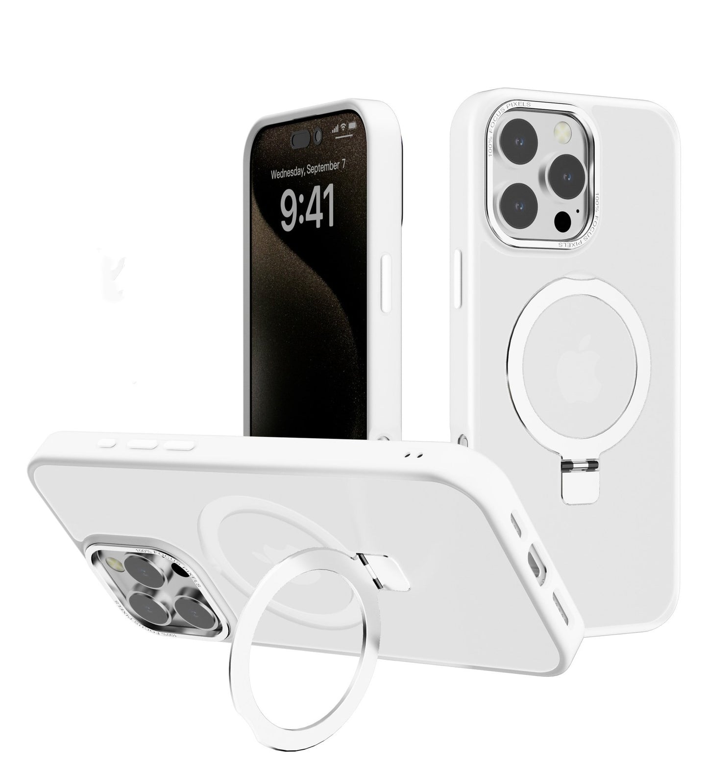 Designed for iPhone Case with 360° Rotatable & Magnetic Ring Stand [Compatible with Magsafe] Translucent Phone Case