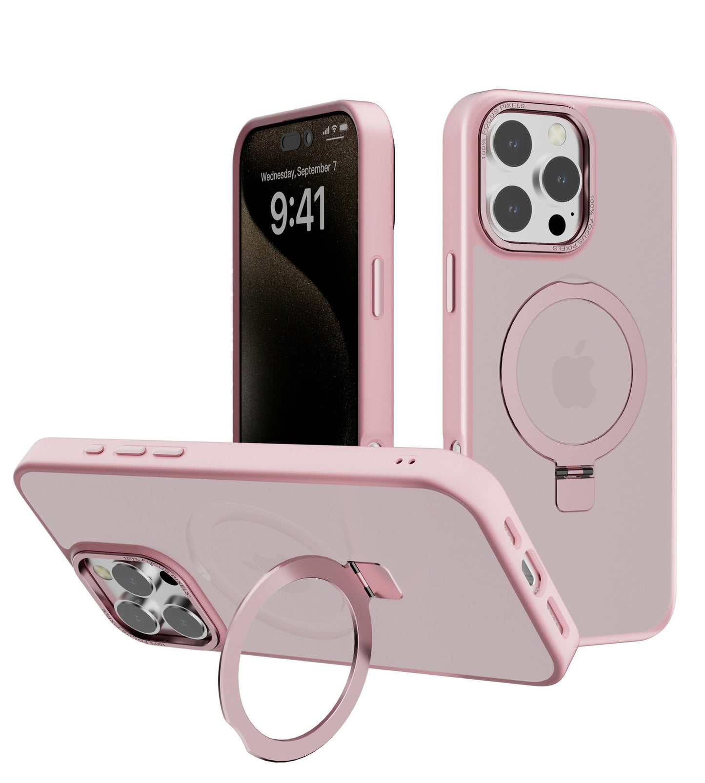 Designed for iPhone Case with 360° Rotatable & Magnetic Ring Stand [Compatible with Magsafe] Translucent Phone Case