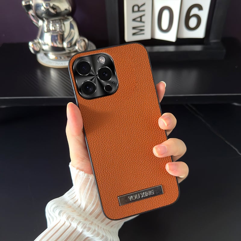 Lychee Leather Pattern Stand Phone Case