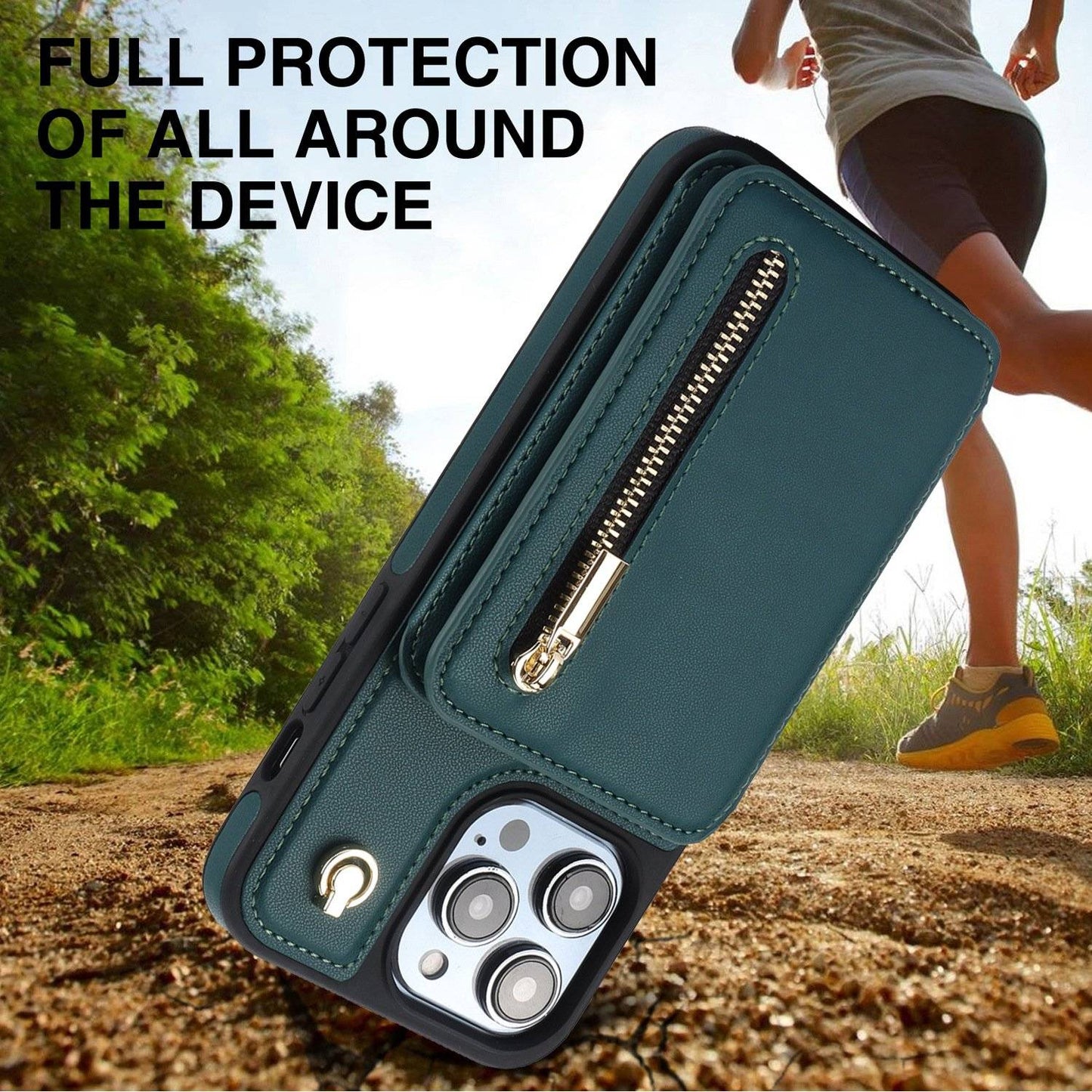 🔥Card Slot Phone Case with Zipper Pocket Kickstand Purse Hand Strap Cover for iPhone/Samsung