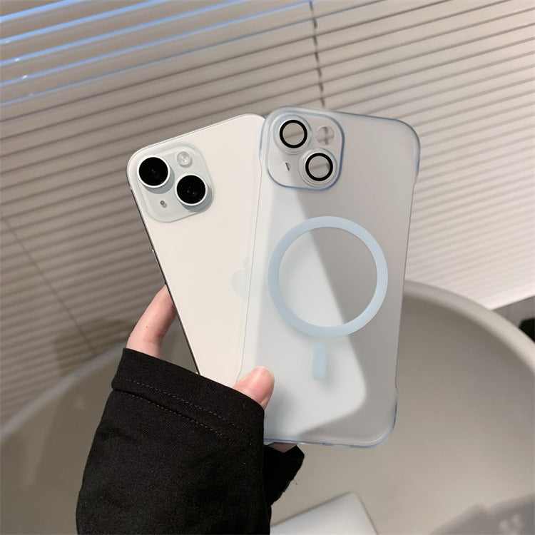 Frosted Edge-Free iPhone Case Built-in Lens Film Dustproof Net MagSafe Compatible