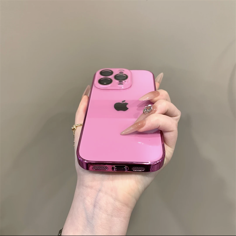 Advanced Electroplated Glass Lens Film Case For iPhone