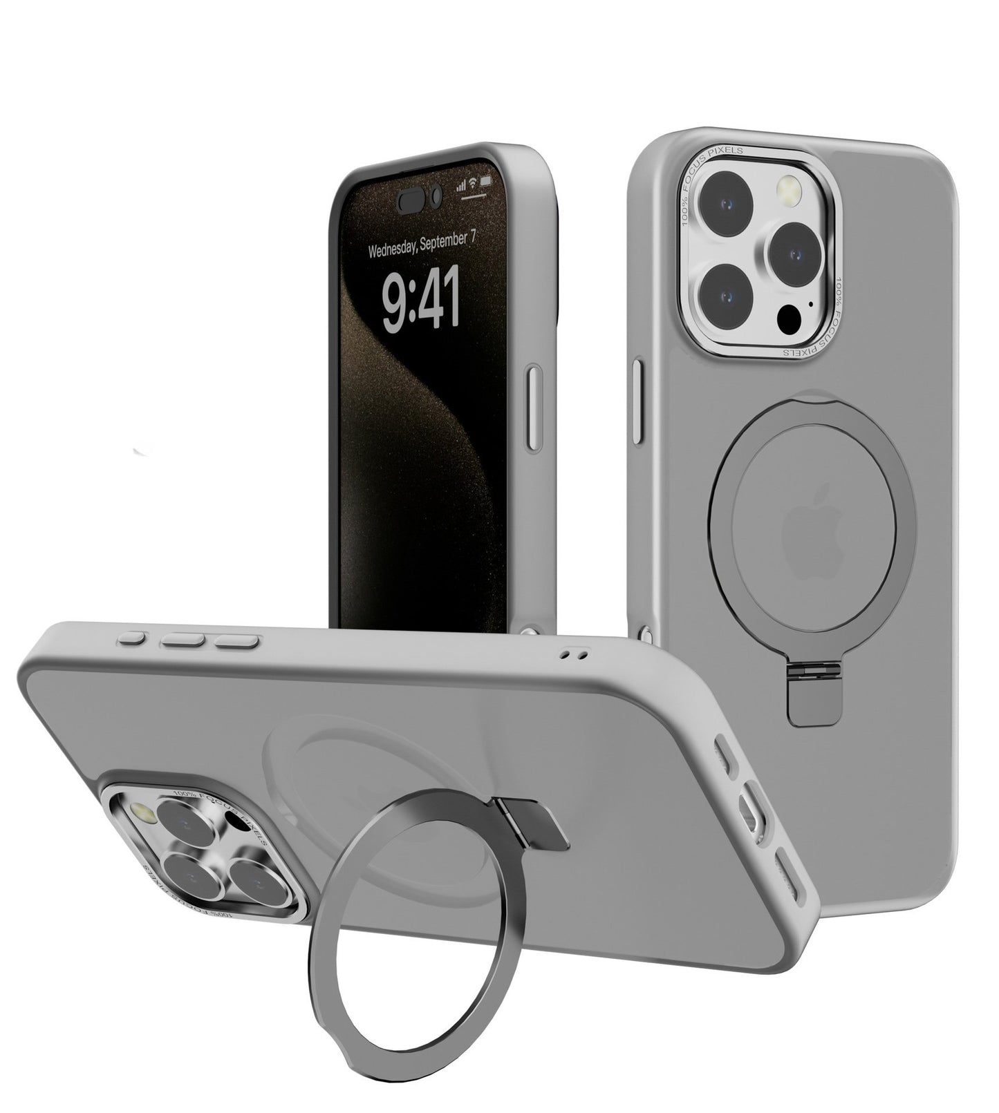 Designed for iPhone Case with 360° Rotatable & Magnetic Ring Stand [Compatible with Magsafe] Translucent Phone Case