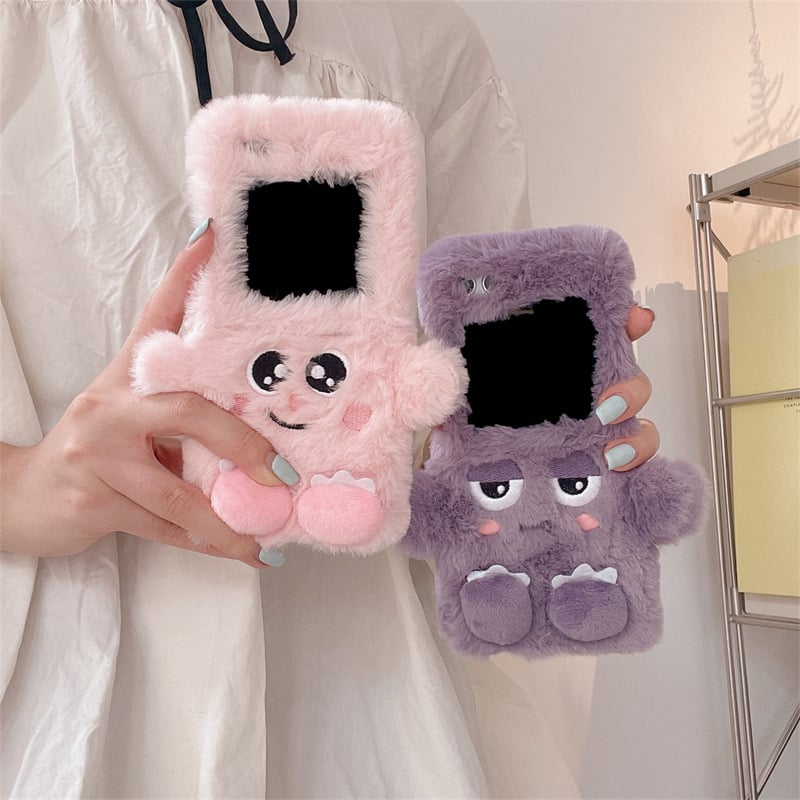 Plush Cartoon Monster Phone Case for Galaxy Z Flip 3/Galaxy Z Flip 4/Galaxy Z Flip 5/Galaxy Z Flip 6