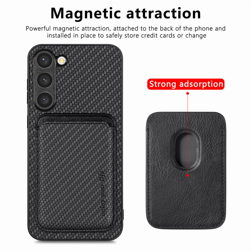 Magnetic Card Fiber Phone Case For Samsung