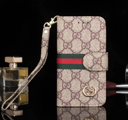 Gucci Wallet Case Brown Leather For iPhone