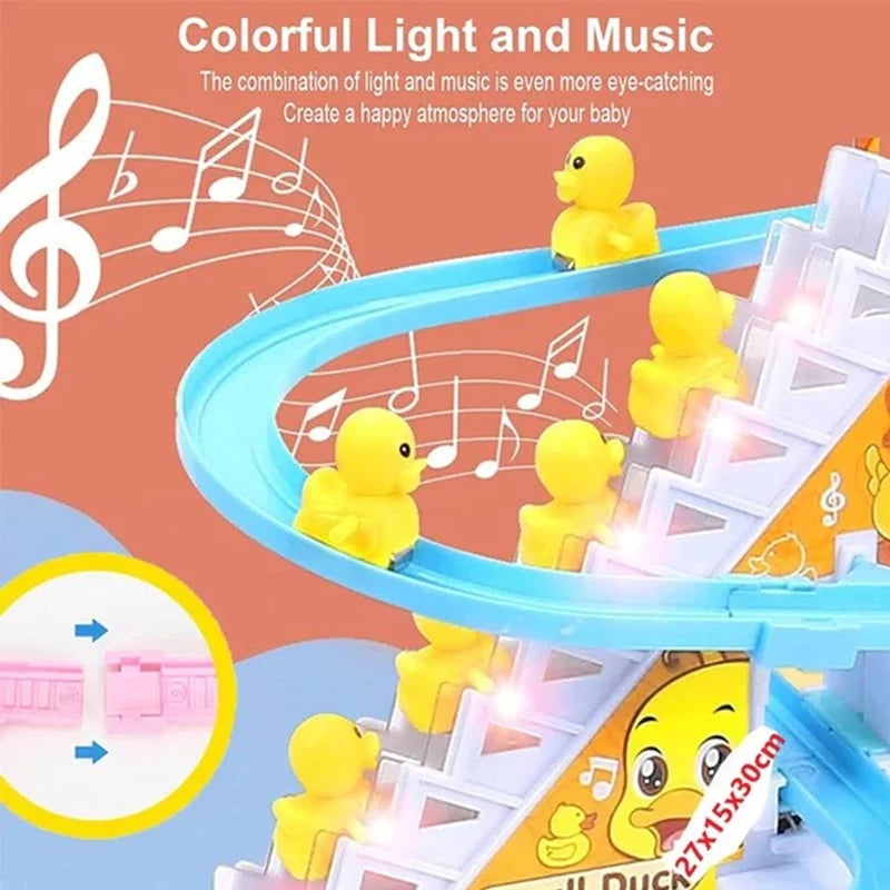 🦆Electric duck slide track with lights and music🦆