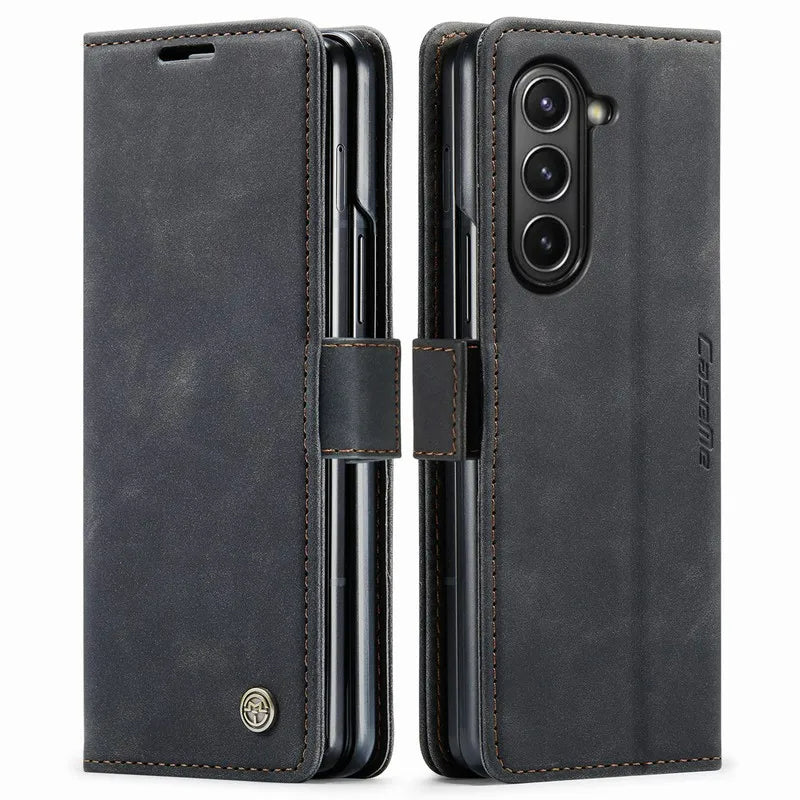 Luxury Matte Magnetic Buckle Leather Wallet Phone Case