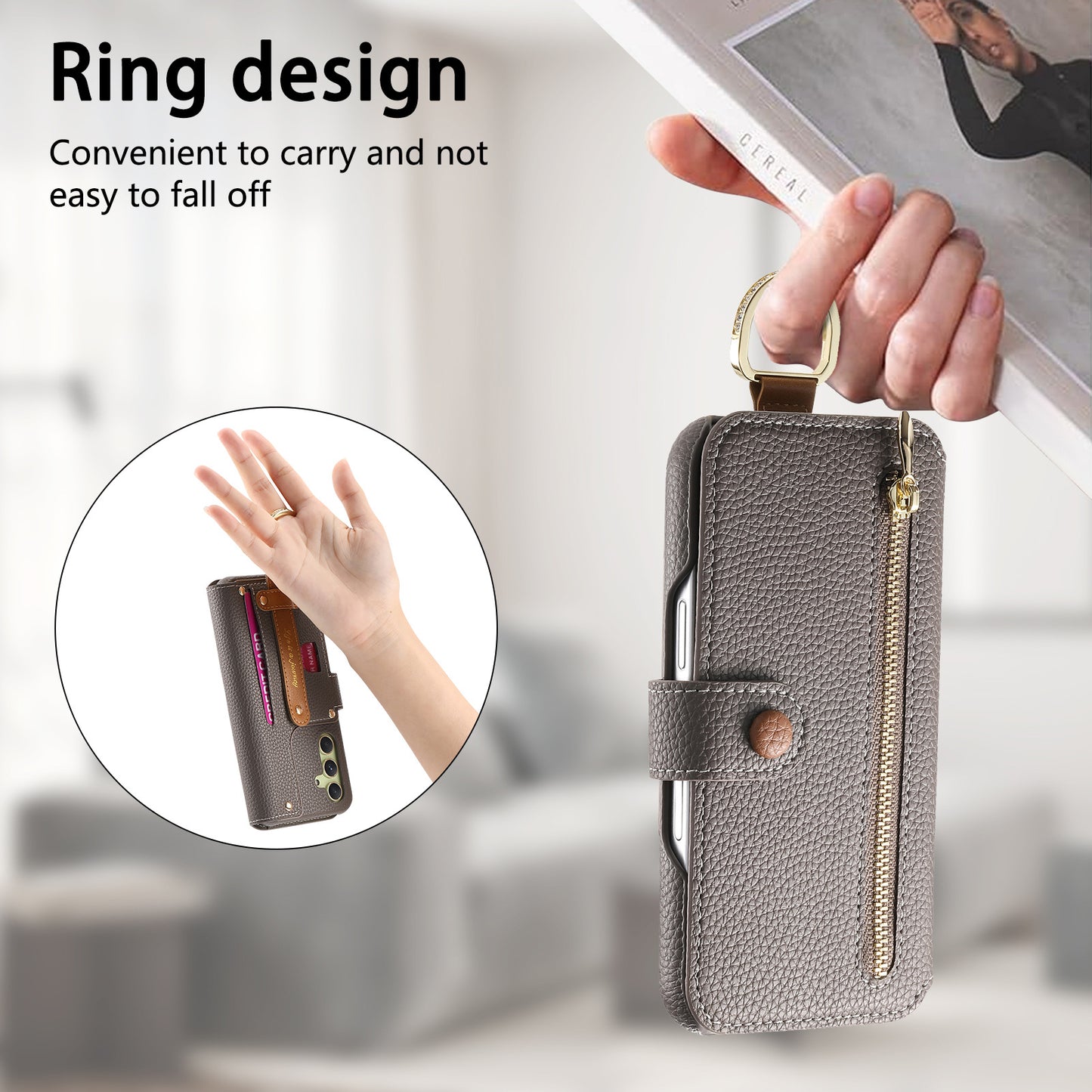 Card Wristband Zipper RFID Wallet Phone Case For Samsung A Series