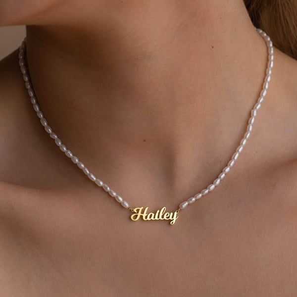 Personalized Pearl Name Necklace