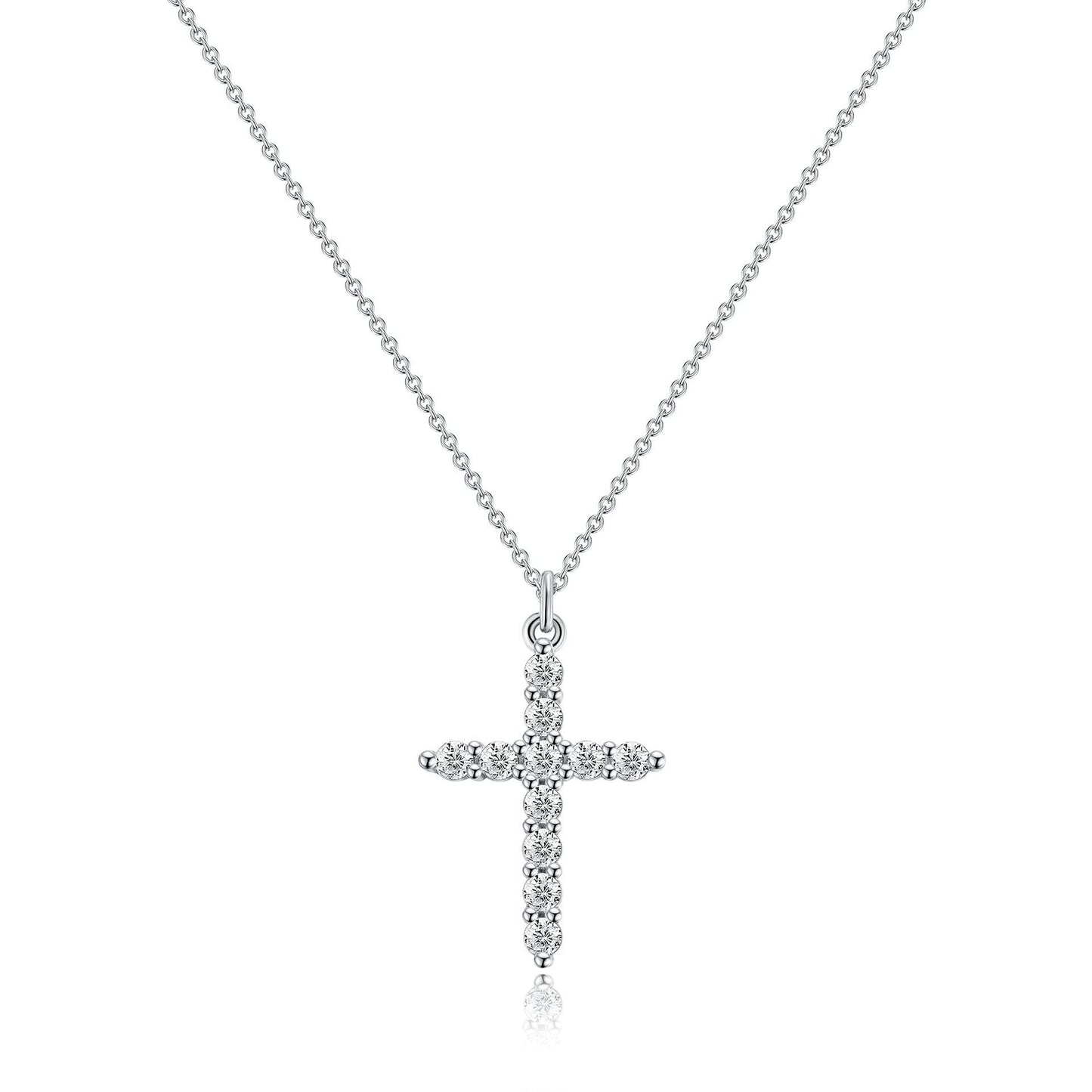 Paved Cross Rotated Crown Necklace