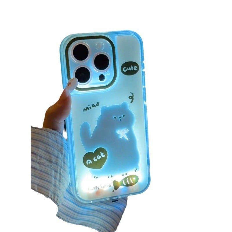 🔥HOT SALE🔥Glowing ink-splashing cat cases, suitable for iPhone 11/12/13/14/15, new style of personalized cartoon trend