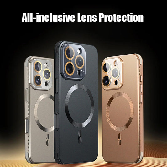 Magnetic Case for iPhone, Slim Frosted Heat Dissipation Phone Case All-Inclusive Lens Protection Cover