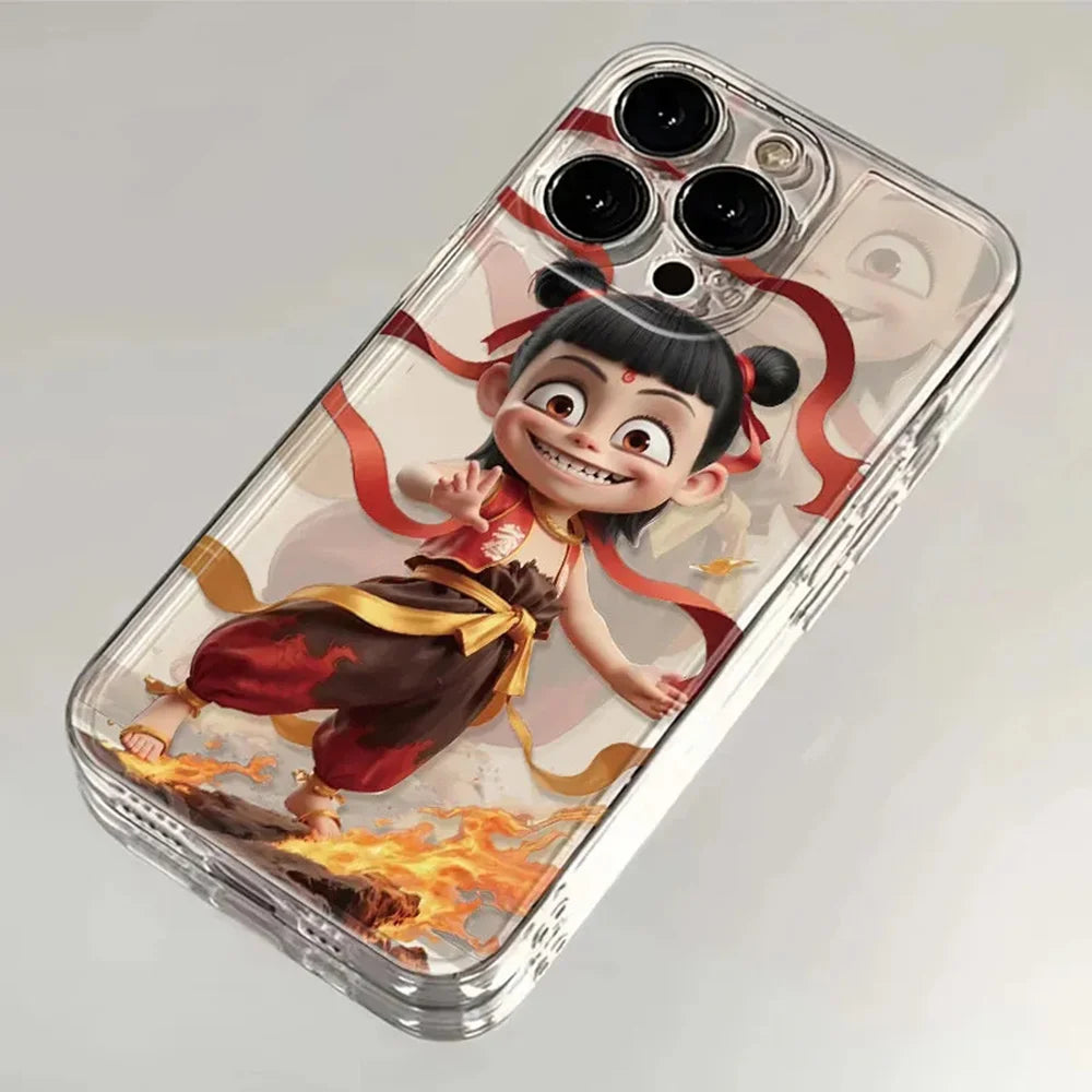 Nezha 2 Cartoon Transparent Phone Case for iPhone