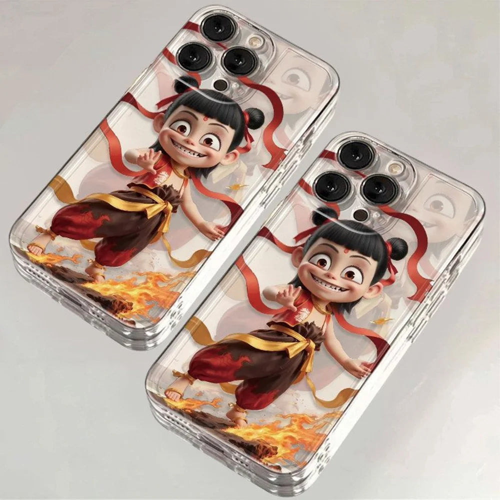 Nezha 2 Cartoon Transparent Phone Case for iPhone