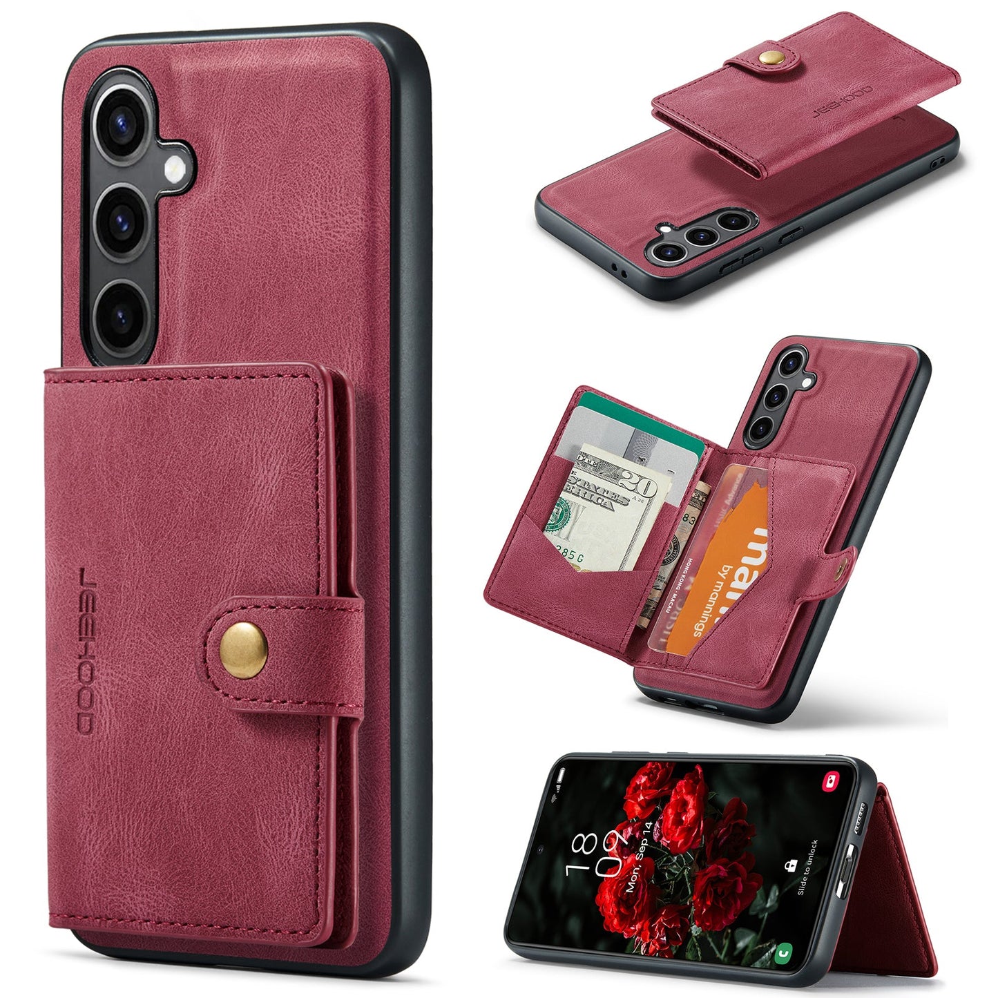 2 in 1 Magnetic Wallet Case For Samsung Galaxy S