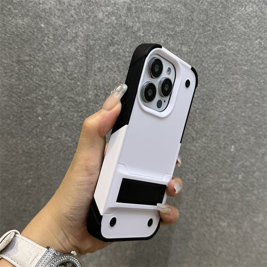 Premium Solid Color Phone Case with Built-in Stand, Enhanced Drop Protection & Raised Edges for Camera and Screen