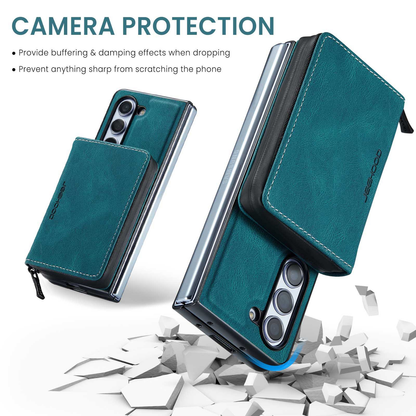 Suitable for Samsung ZFold5 Magnetic Split Zipper Wallet Phone Case