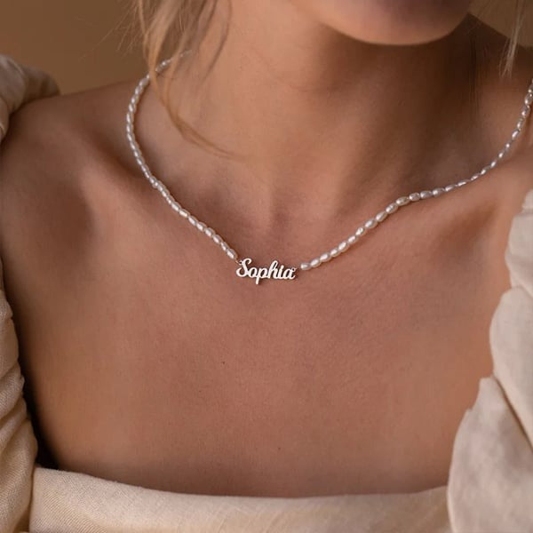 Personalized Pearl Name Necklace