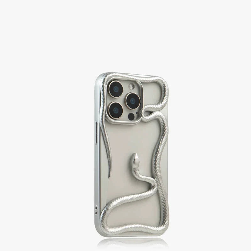 New electroplated silver snake hollow series IPHONE protective case