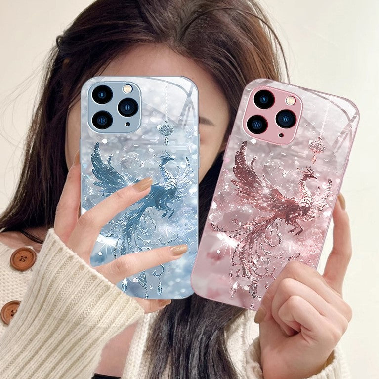 Shiny Phoenix Magsafe Tempered Glass Phone Case