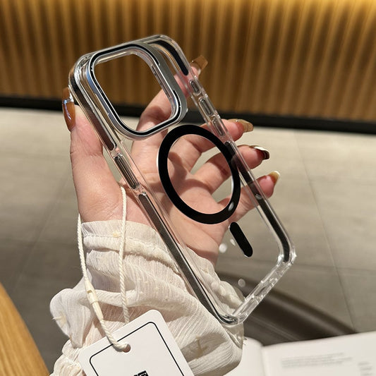 Transparent Two-color Magnetic Lens Holder Phone Case