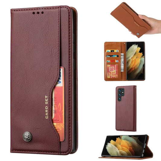 Luxurious Leather Texture Card Wallet Flip Magnetic Protective Case For Samsung